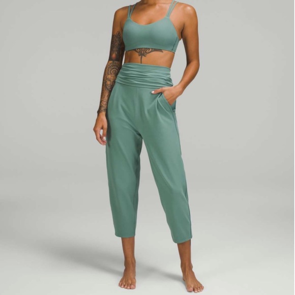 lululemon athletica Pants - Lululemon Align Super High Rise Rib Waist Crop Pant Tidewater Teal 8 Nwt